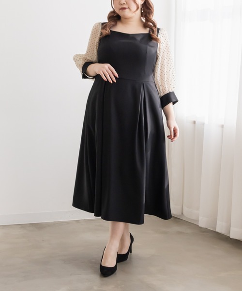 CLETTE（クレット）の「シアードットスリーブワンピース（ワンピース・レディース・サンドグレー/ネイビー/ブラック・LL/3L/4L）」の5枚目の写真
