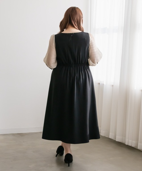 CLETTE（クレット）の「シアードットスリーブワンピース（ワンピース・レディース・サンドグレー/ネイビー/ブラック・LL/3L/4L）」の7枚目の写真