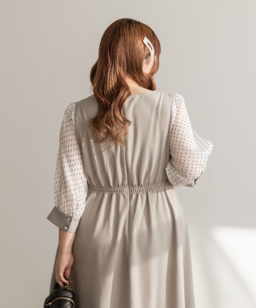 CLETTE（クレット）の「シアードットスリーブワンピース（ワンピース・レディース・サンドグレー/ネイビー/ブラック・LL/3L/4L）」の11枚目の写真
