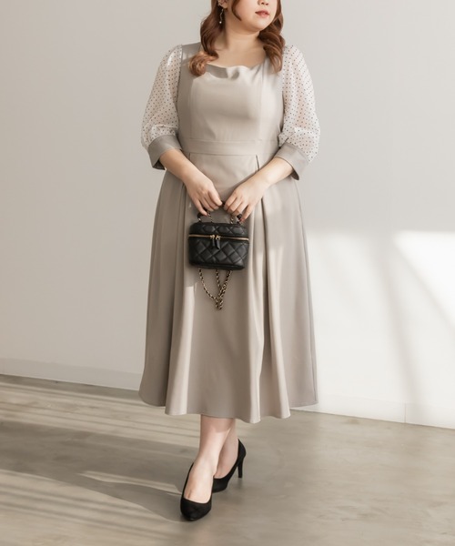 CLETTE（クレット）の「シアードットスリーブワンピース（ワンピース・レディース・サンドグレー/ネイビー/ブラック・LL/3L/4L）」の9枚目の写真