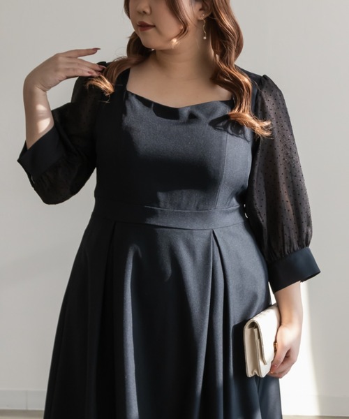 CLETTE（クレット）の「シアードットスリーブワンピース（ワンピース・レディース・サンドグレー/ネイビー/ブラック・LL/3L/4L）」の14枚目の写真