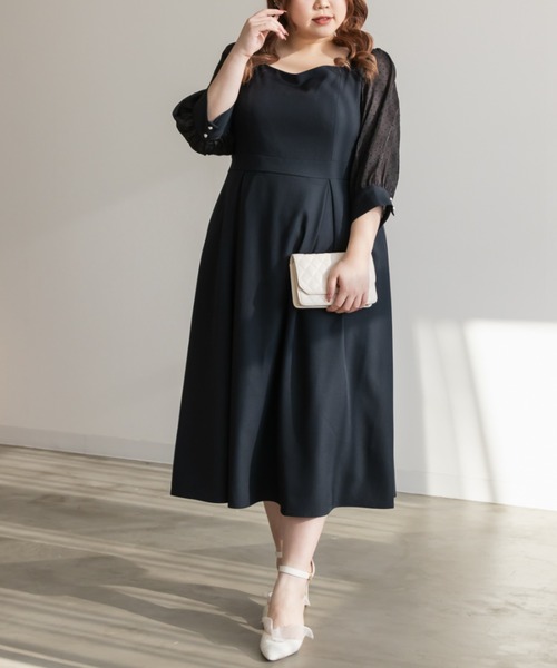 CLETTE（クレット）の「シアードットスリーブワンピース（ワンピース・レディース・サンドグレー/ネイビー/ブラック・LL/3L/4L）」の13枚目の写真