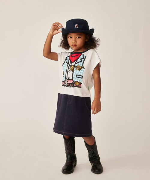 A BATHING APE(アベイシングエイプ)の「BABY MILO SHERIFF VEST PRINT DRESS(ワンピース・キッズ・ホワイト・90/100/110/130/140/120)」の5枚目の写真
