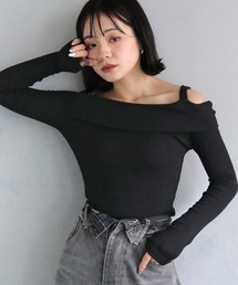 【cheriella】ワンショルリブTOPS ONE-SHOULDER RIB TOPS