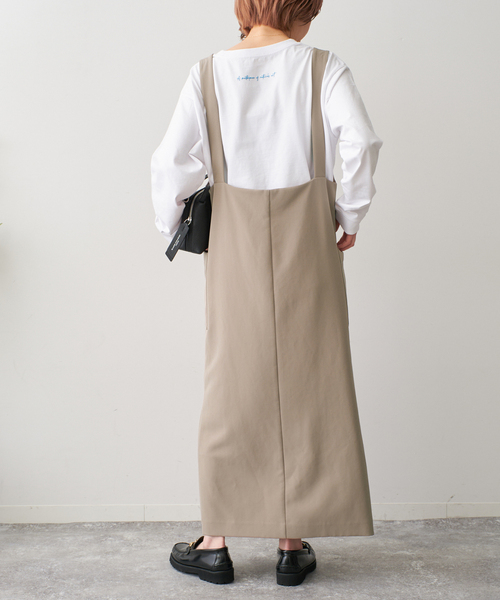 Spick & Span（スピックアンドスパン）の「バックル付きダブルクロスジャンスカ（ジャンパースカート・レディース・ブラック/ベージュ・36/38）」の13枚目の写真