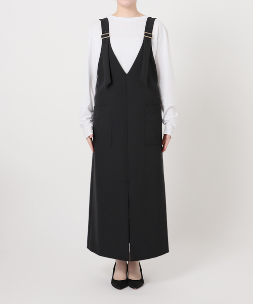 Spick & Span（スピックアンドスパン）の「バックル付きダブルクロスジャンスカ（ジャンパースカート・レディース・ブラック/ベージュ・36/38）」の14枚目の写真