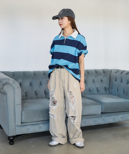 セール】PUBLUX/パブリュクス 太ボーダー ラガーシャツ 限定展開