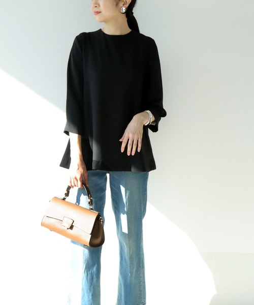 Jines（ジネス）の「バックパールAラインブラウス（シャツ/ブラウス・レディース・ブラック/ホワイト・38）」の9枚目の写真