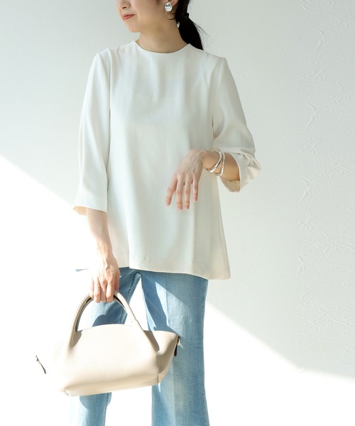 Jines（ジネス）の「バックパールAラインブラウス（シャツ/ブラウス・レディース・ブラック/ホワイト・38）」の5枚目の写真