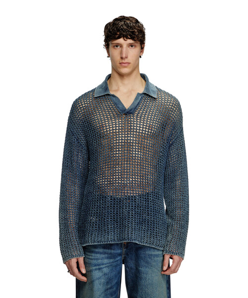 DIESEL（ディーゼル）の「メンズ 長袖ポロプルオーバー K-SQUARED（ニット/セーター・メンズ・ネイビー・LARGE/X-LARGE/X-SMALL/SMALL/MEDIUM/XX-LARGE）」の5枚目の写真