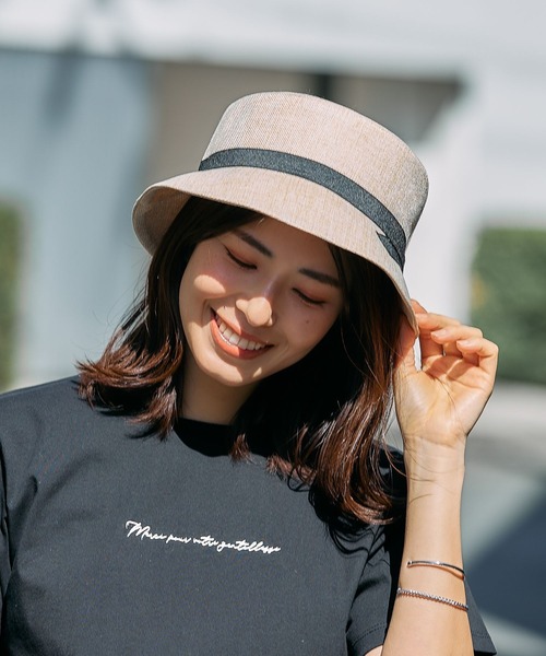 FOUND GOOD（ファウンドグッド）の「ヒモツキシートハット（ハット・レディース・ブラック/アイボリー/ブラウン系8・FREE）」の3枚目の写真