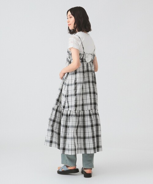 Ray BEAMS（レイビームス）の「ボーダー レース スリーブ Tシャツ（Tシャツ/カットソー・レディース・オフホワイト/ブラック・ONE SIZE）」の6枚目の写真