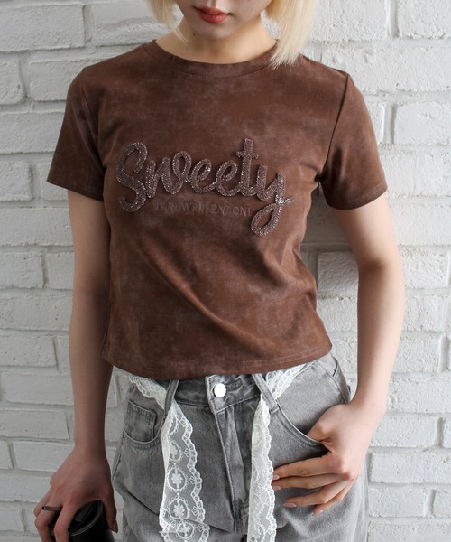 SpRay(スプレイ)の「Sweetyスパンコールトップス(Tシャツ/カットソー・レディース・ブラック/ブラウン/アイボリー・FREE)」の12枚目の写真