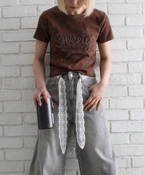 SpRay(スプレイ)の「Sweetyスパンコールトップス(Tシャツ/カットソー・レディース・ブラック/ブラウン/アイボリー・FREE)」の13枚目の写真