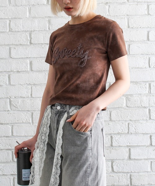 SpRay(スプレイ)の「Sweetyスパンコールトップス(Tシャツ/カットソー・レディース・ブラック/ブラウン/アイボリー・FREE)」の15枚目の写真