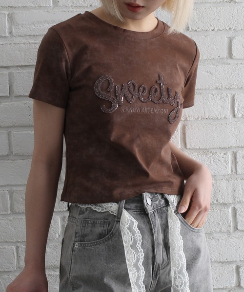 SpRay(スプレイ)の「Sweetyスパンコールトップス(Tシャツ/カットソー・レディース・ブラック/ブラウン/アイボリー・FREE)」の16枚目の写真
