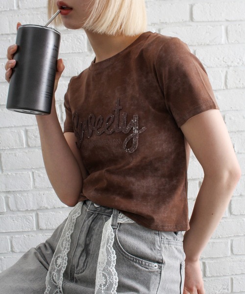 SpRay(スプレイ)の「Sweetyスパンコールトップス(Tシャツ/カットソー・レディース・ブラック/ブラウン/アイボリー・FREE)」の20枚目の写真