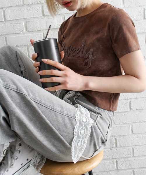 SpRay(スプレイ)の「Sweetyスパンコールトップス(Tシャツ/カットソー・レディース・ブラック/ブラウン/アイボリー・FREE)」の21枚目の写真