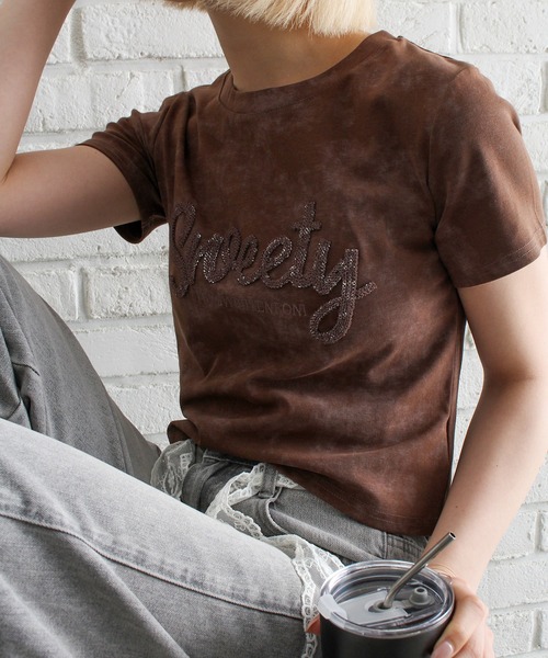 SpRay(スプレイ)の「Sweetyスパンコールトップス(Tシャツ/カットソー・レディース・ブラック/ブラウン/アイボリー・FREE)」の22枚目の写真
