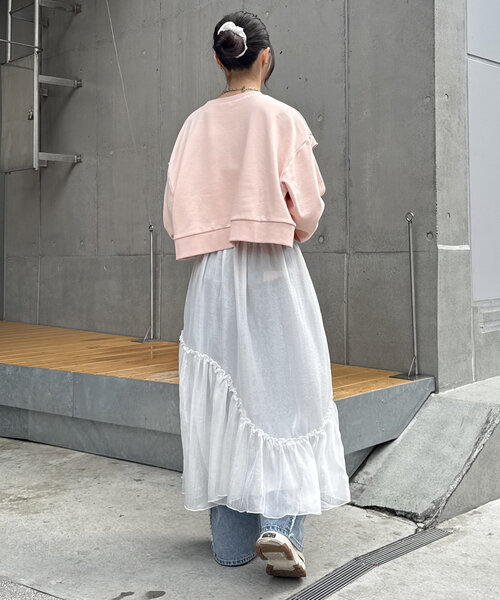 w closet(ダブルクローゼット)の「【2サイズ展開】シアーティアードスカート(スカート・レディース・オフホワイト/グレー・1/2)」の15枚目の写真