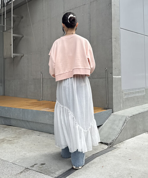 w closet(ダブルクローゼット)の「【2サイズ展開】シアーティアードスカート(スカート・レディース・オフホワイト/グレー・1/2)」の14枚目の写真