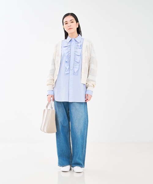 collex（コレックス）の「フロントフリルシャツ（シャツ/ブラウス・レディース・ブラウン/サックスブルー・フリー）」の6枚目の写真