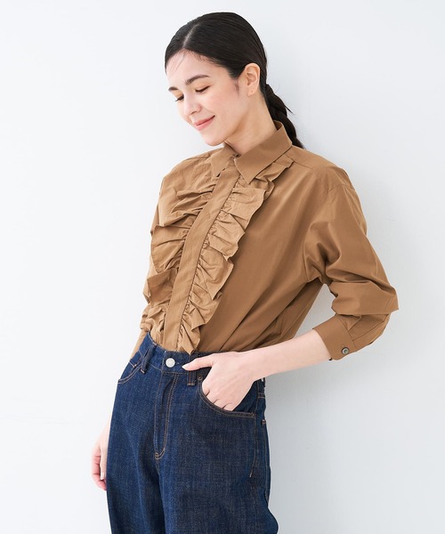 collex（コレックス）の「フロントフリルシャツ（シャツ/ブラウス・レディース・ブラウン/サックスブルー・フリー）」の10枚目の写真