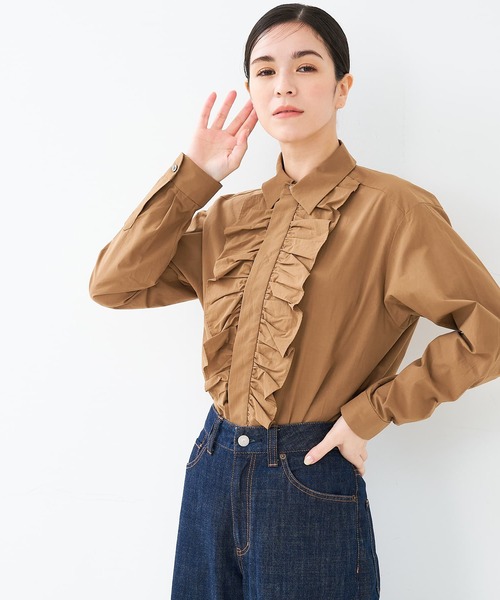 collex（コレックス）の「フロントフリルシャツ（シャツ/ブラウス・レディース・ブラウン/サックスブルー・フリー）」の11枚目の写真