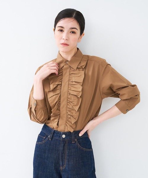 collex（コレックス）の「フロントフリルシャツ（シャツ/ブラウス・レディース・ブラウン/サックスブルー・フリー）」の12枚目の写真