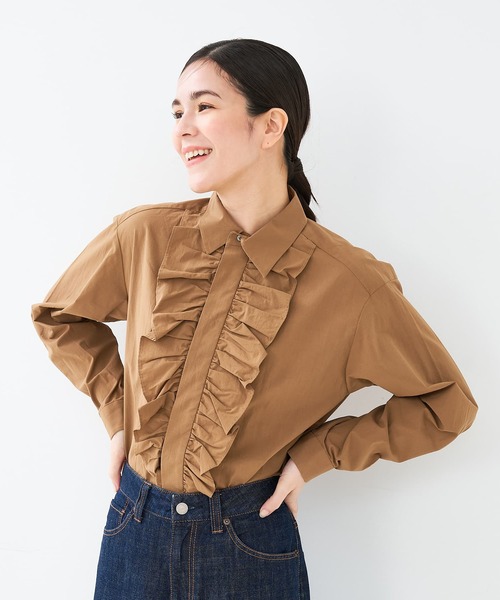 collex（コレックス）の「フロントフリルシャツ（シャツ/ブラウス・レディース・ブラウン/サックスブルー・フリー）」の13枚目の写真