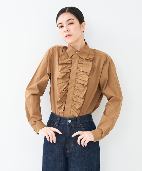 collex（コレックス）の「フロントフリルシャツ（シャツ/ブラウス・レディース・ブラウン/サックスブルー・フリー）」の14枚目の写真