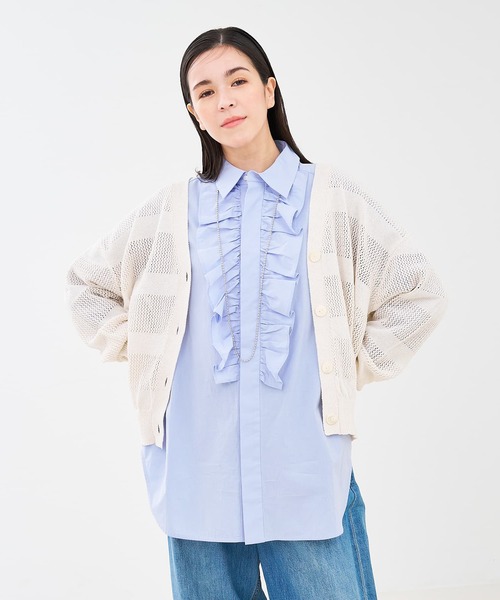 collex（コレックス）の「フロントフリルシャツ（シャツ/ブラウス・レディース・ブラウン/サックスブルー・フリー）」の16枚目の写真