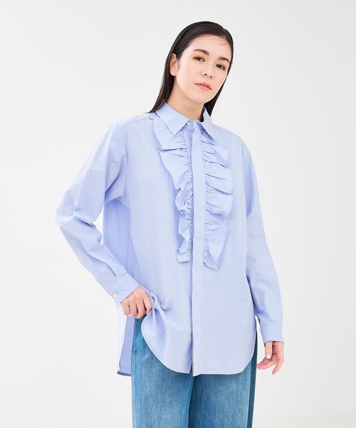 collex（コレックス）の「フロントフリルシャツ（シャツ/ブラウス・レディース・ブラウン/サックスブルー・フリー）」の17枚目の写真