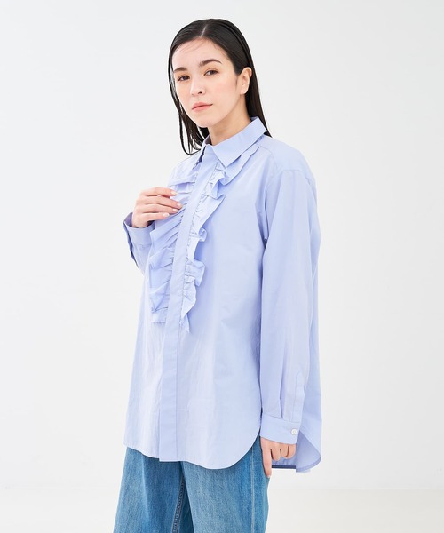 collex（コレックス）の「フロントフリルシャツ（シャツ/ブラウス・レディース・ブラウン/サックスブルー・フリー）」の18枚目の写真