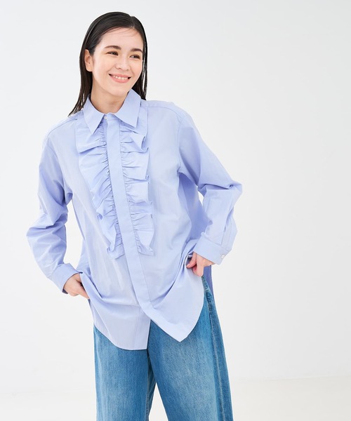 collex（コレックス）の「フロントフリルシャツ（シャツ/ブラウス・レディース・ブラウン/サックスブルー・フリー）」の19枚目の写真