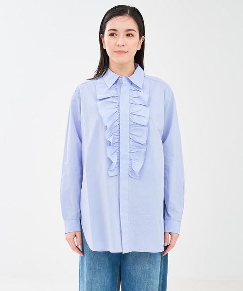 collex（コレックス）の「フロントフリルシャツ（シャツ/ブラウス・レディース・ブラウン/サックスブルー・フリー）」の20枚目の写真