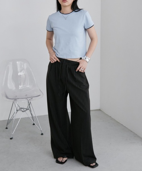 Aunt Marie's（アントマリーズ）の「ストライプタックワイドスラックスパンツ（スラックス・レディース・グレー/ブラック/ネイビー・MEDIUM/LARGE）」の11枚目の写真