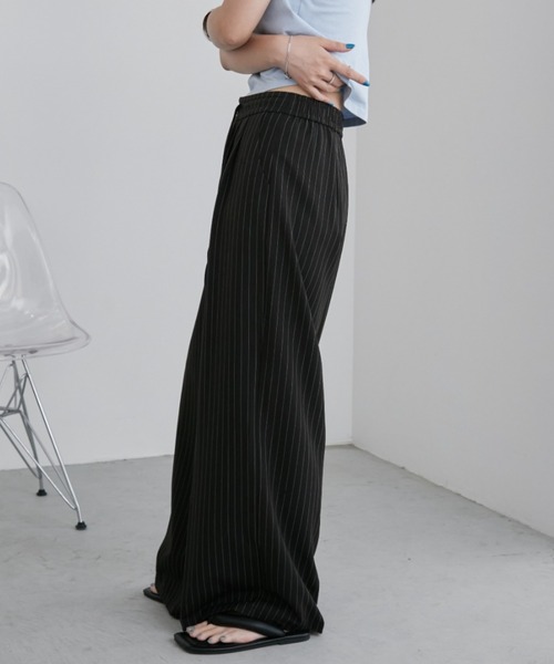 Aunt Marie's（アントマリーズ）の「ストライプタックワイドスラックスパンツ（スラックス・レディース・グレー/ブラック/ネイビー・MEDIUM/LARGE）」の17枚目の写真