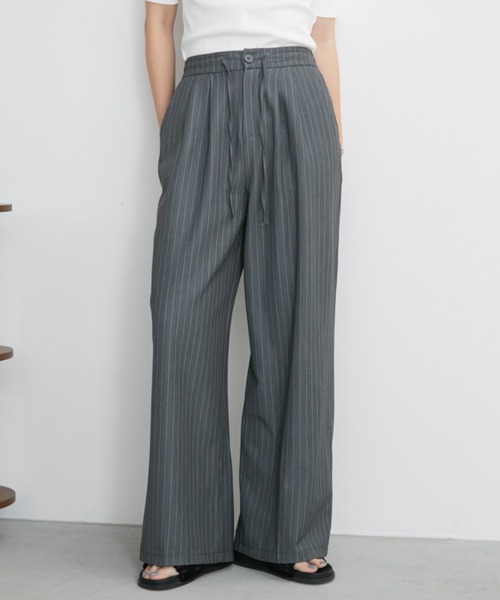 Aunt Marie's（アントマリーズ）の「ストライプタックワイドスラックスパンツ（スラックス・レディース・グレー/ブラック/ネイビー・MEDIUM/LARGE）」の18枚目の写真