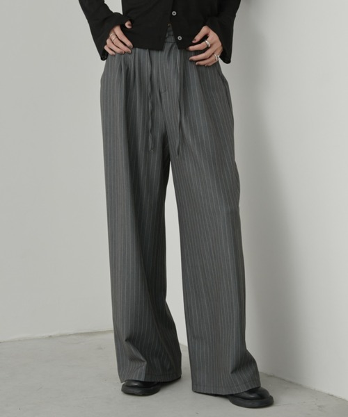 Aunt Marie's（アントマリーズ）の「ストライプタックワイドスラックスパンツ（スラックス・レディース・グレー/ブラック/ネイビー・MEDIUM/LARGE）」の19枚目の写真
