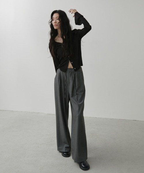 Aunt Marie's（アントマリーズ）の「ストライプタックワイドスラックスパンツ（スラックス・レディース・グレー/ブラック/ネイビー・MEDIUM/LARGE）」の11枚目の写真