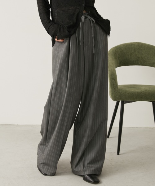 Aunt Marie's（アントマリーズ）の「ストライプタックワイドスラックスパンツ（スラックス・レディース・グレー/ブラック/ネイビー・MEDIUM/LARGE）」の20枚目の写真