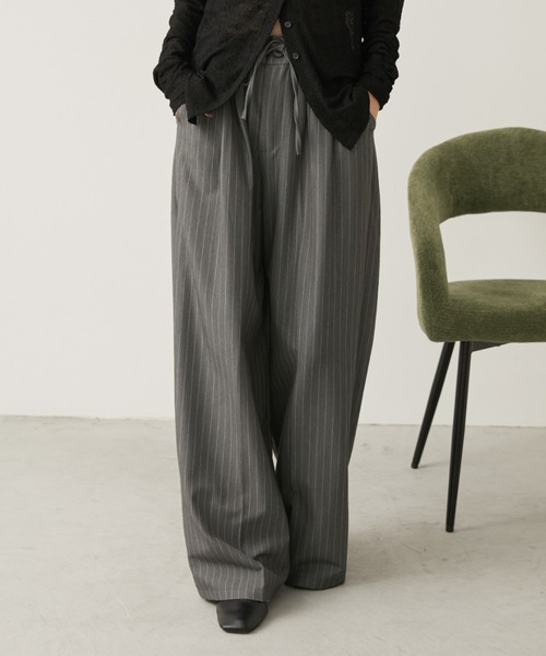 Aunt Marie's（アントマリーズ）の「ストライプタックワイドスラックスパンツ（スラックス・レディース・グレー/ブラック/ネイビー・MEDIUM/LARGE）」の21枚目の写真