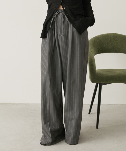 Aunt Marie's（アントマリーズ）の「ストライプタックワイドスラックスパンツ（スラックス・レディース・グレー/ブラック/ネイビー・MEDIUM/LARGE）」の19枚目の写真