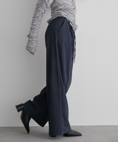 ストライプタックワイドスラックスパンツ（スラックス）｜Aunt Marie's