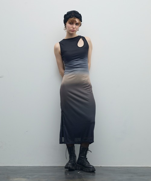 uyu.（ウユ）の「アートデザインシアーワンピース【uyu./ウユ】（ワンピース・レディース・レッド/グレー・FREE）」の12枚目の写真