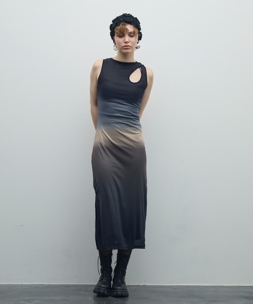 uyu.（ウユ）の「アートデザインシアーワンピース【uyu./ウユ】（ワンピース・レディース・レッド/グレー・FREE）」の15枚目の写真