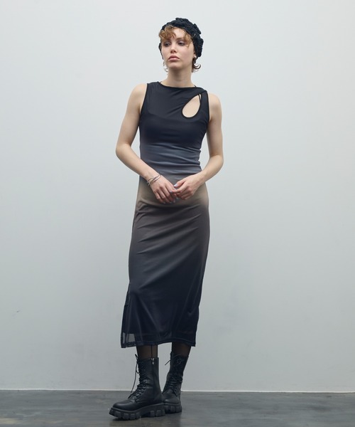 uyu.（ウユ）の「アートデザインシアーワンピース【uyu./ウユ】（ワンピース・レディース・レッド/グレー・FREE）」の16枚目の写真