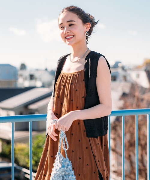FREAK'S STORE（フリークスストア）の「インド 幾何学刺繍 キャミワンピース（ワンピース・レディース・ブラウン/ブラック/オフホワイト・ﾌﾘ-）」の14枚目の写真
