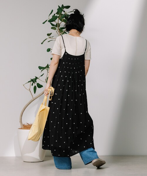 セール】インド 幾何学刺繍 キャミワンピース（ワンピース